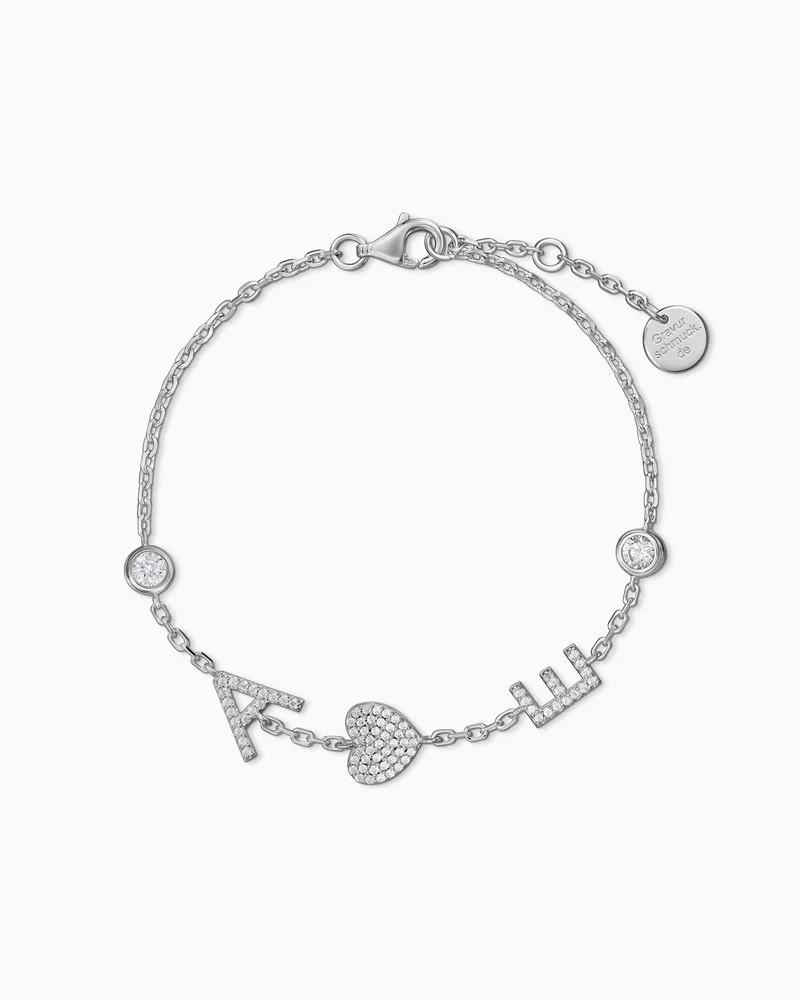Buchstaben Armband Zirkonia mit Charms