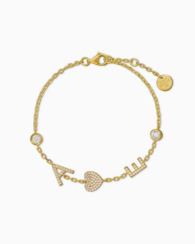 Buchstaben Armband Zirkonia mit Charms