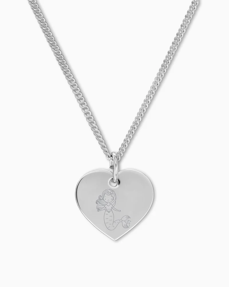 Kindersymbole Herz Halskette Gravurplatte Anhänger 13mm