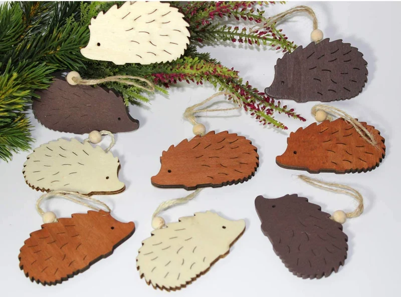 LB H&F 9 x Anhänger Herbst IGEL Deko Tier Natur Holz Hänger Fensterhänger Fensterdeko Dekoanhänger Herbst