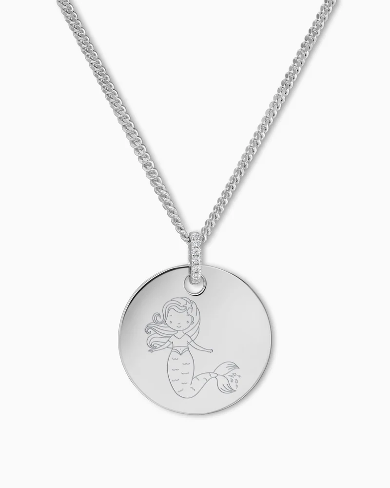 Kindersymbole Gravurplatten Halskette Anhänger Zirkonia Rund