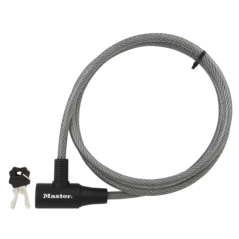 1.8m long x 10mm diameter keyed cable lock; grey