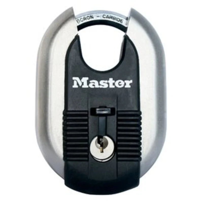 60mm wide Excell® stainless steel titanium reinforced discus padlock with shrouded shackle