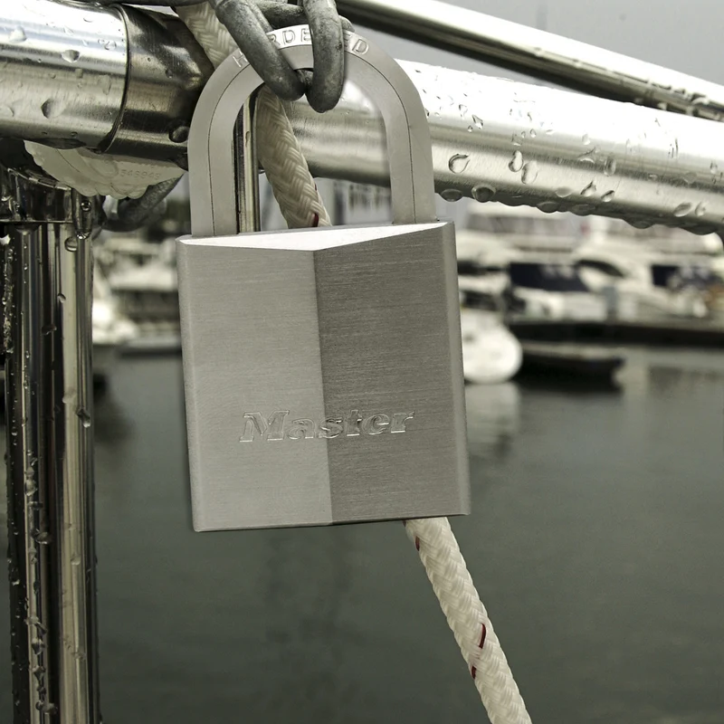 40mm wide nickel plated solid brass padlock with hexagonal shackle