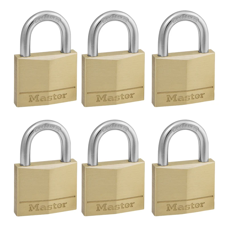40mm wide solid brass body padlock; 6 pack