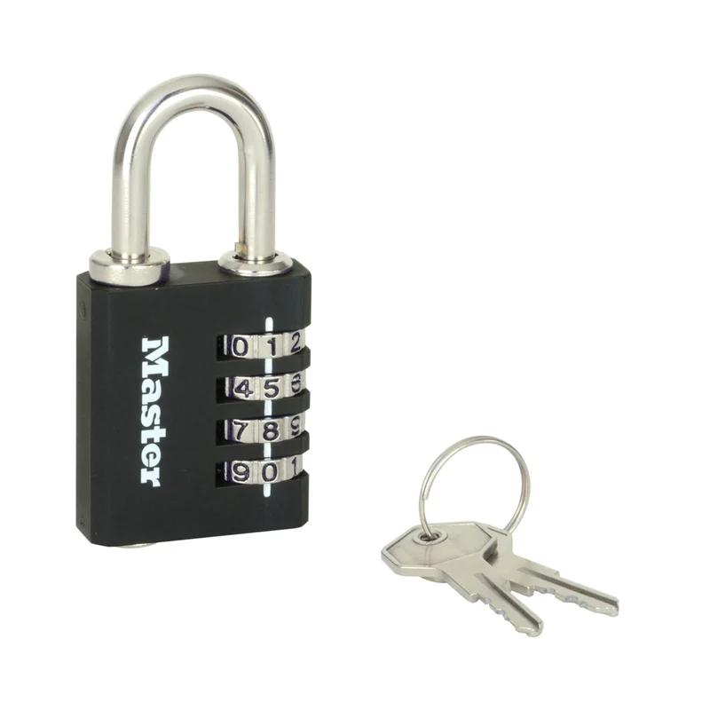 40mm set your own combination padlock with override key; black