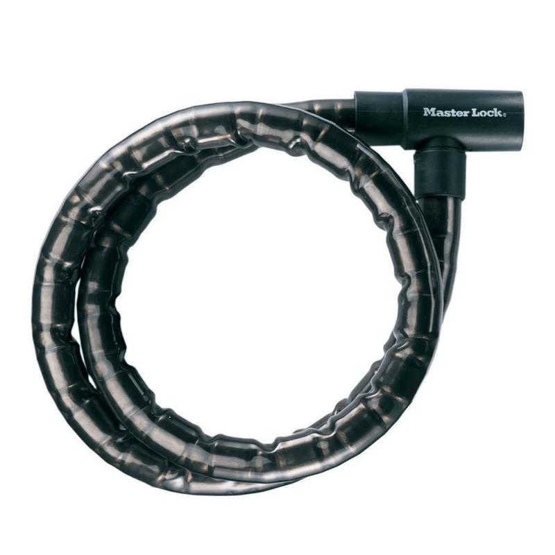 2m long x 20mm diameter keyed armoured cable lock; black