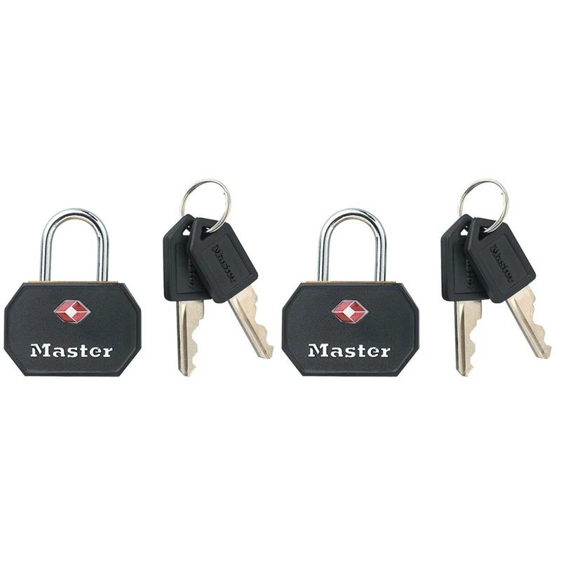 30mm wide aluminium TSA Approved luggage padlock; black; 2 pack