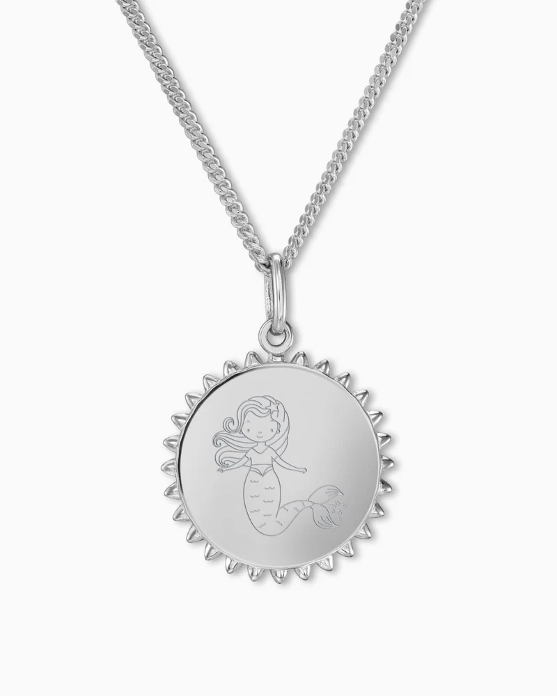 Kindersymbole Sonnen Halskette Gravurplatte Anhänger