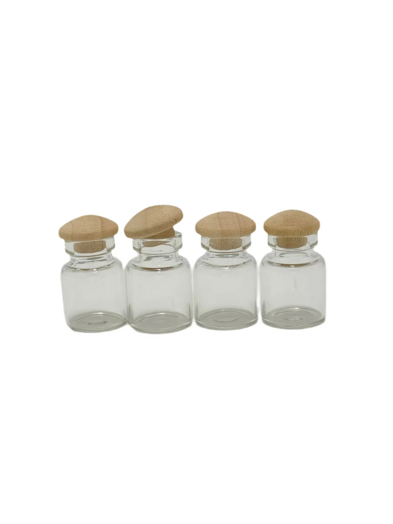 Glasflasche mit Holzdeckel Set Miniatur