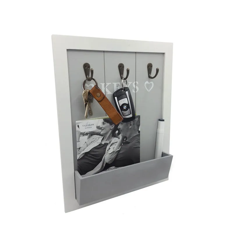 Schlüsselbrett KEYS Holz Briefablage Schlüsselkasten Vintage und 3 Schlüsselhaken Schlüsselboard