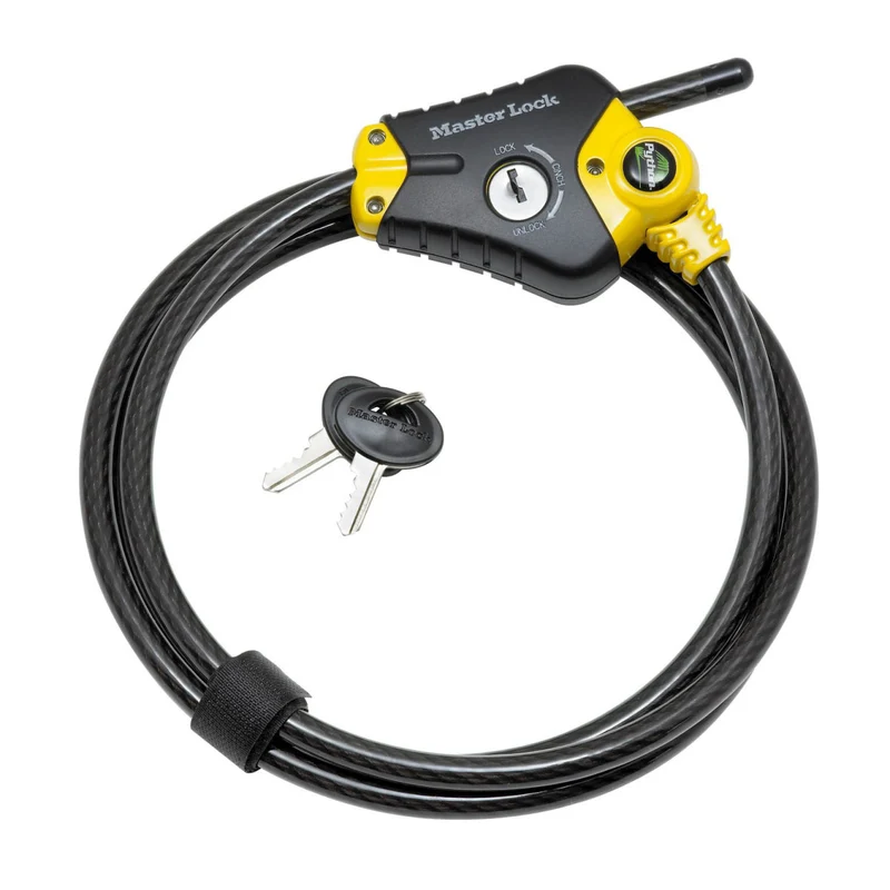4,50m long x 10mm diameter Python™ adjustable locking cable; black and yellow