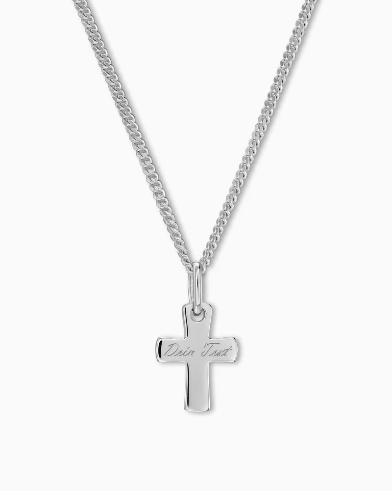 Kreuz Halskette Anhänger Gravurplatte