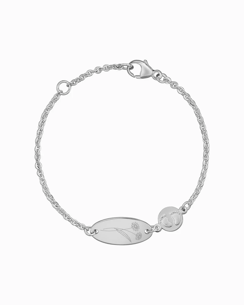 Geburtsblume Gravurarmband Gravurplatte Babyfüße