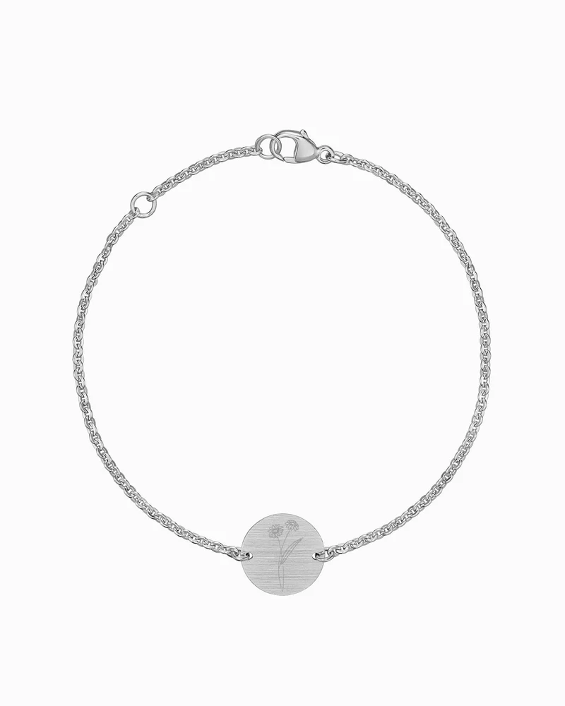 Geburtsblume Gravurarmband Gravurplatte Rund