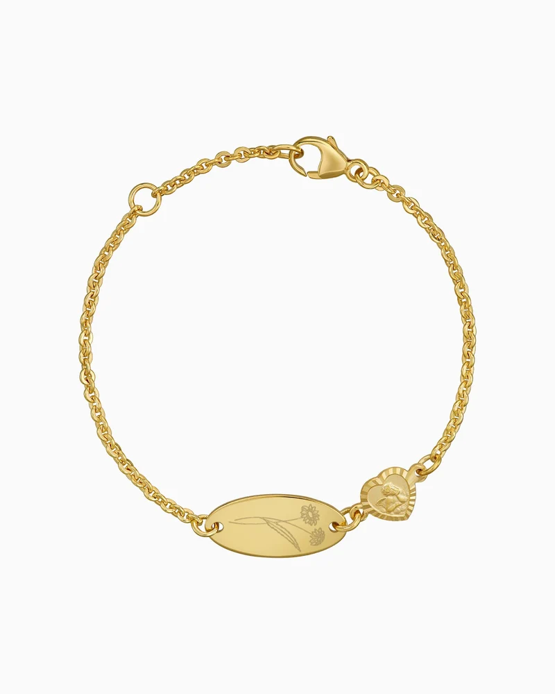 Geburtsblume Gravurarmband Gravurplatte Schutzengel