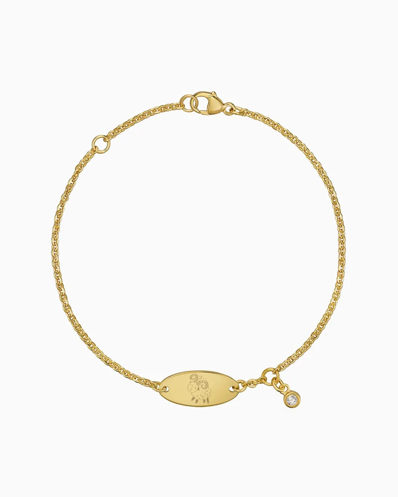 Sternzeichen Gravurarmband Gravurplatte Oval Zirkonia