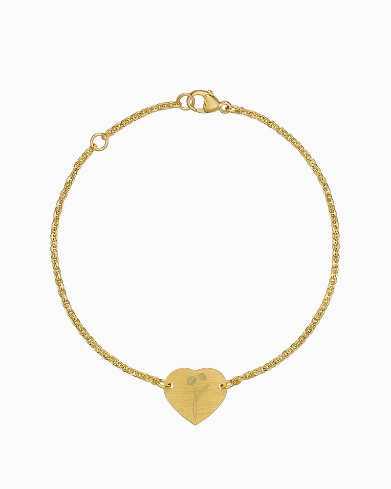Geburtsblume Gravurarmband Gravurplatte Herz