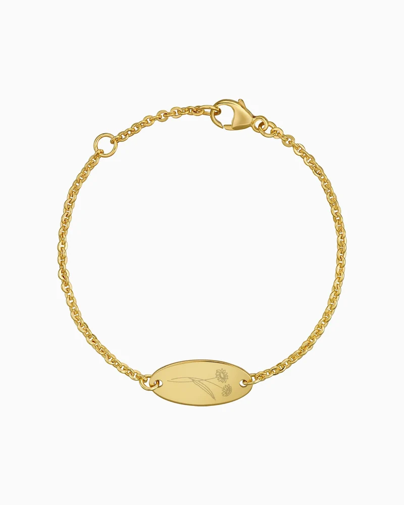 Geburtsblume Gravurarmband Gravurplatte Oval