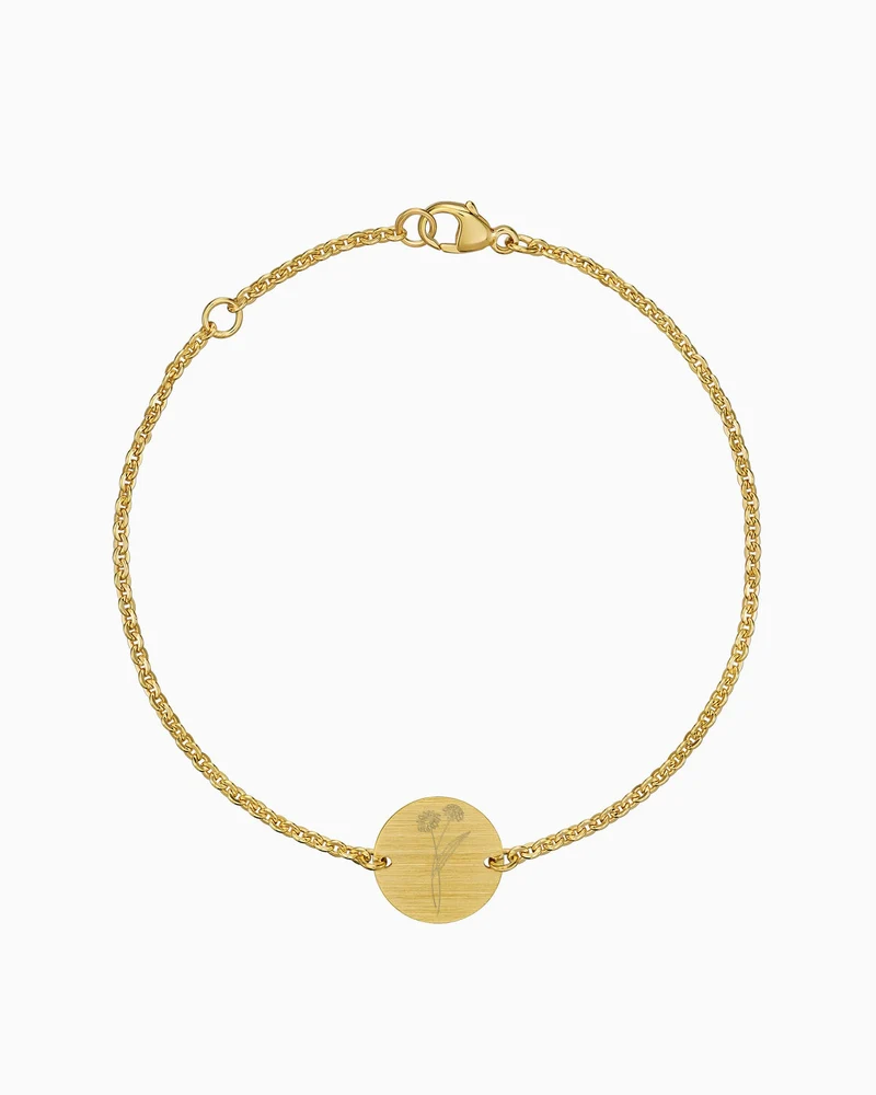 Geburtsblume Gravurarmband Gravurplatte Rund