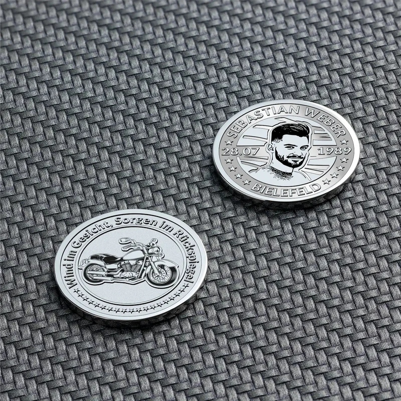 Motorrad-Münze mit Wunschtext - A82