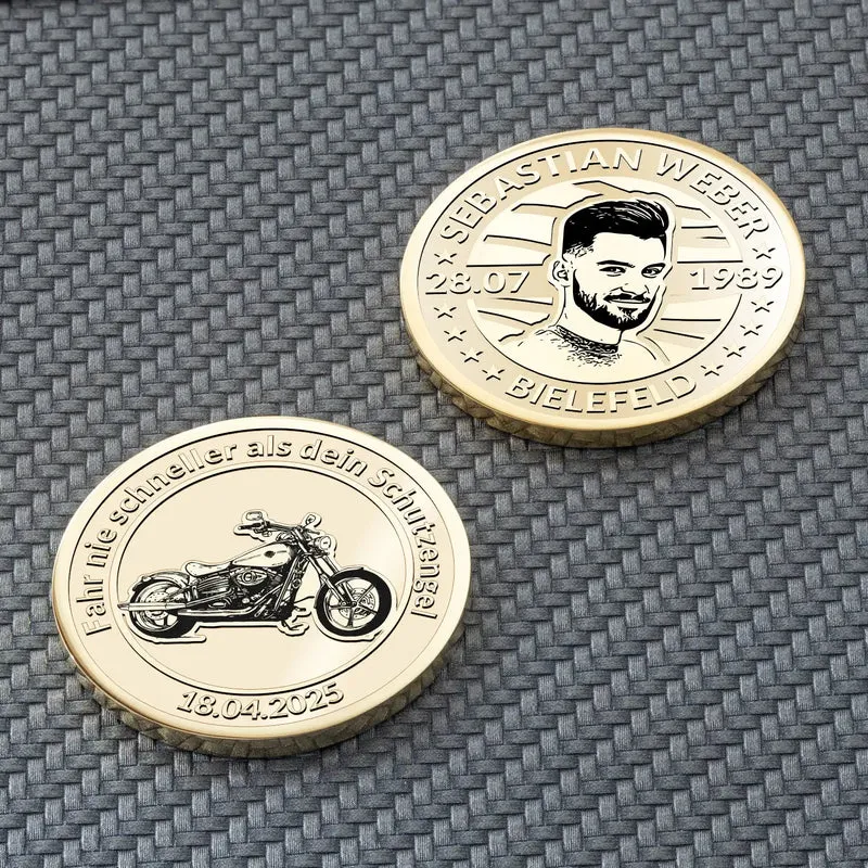Chopper-Motorrad Münze mit Wunschtext