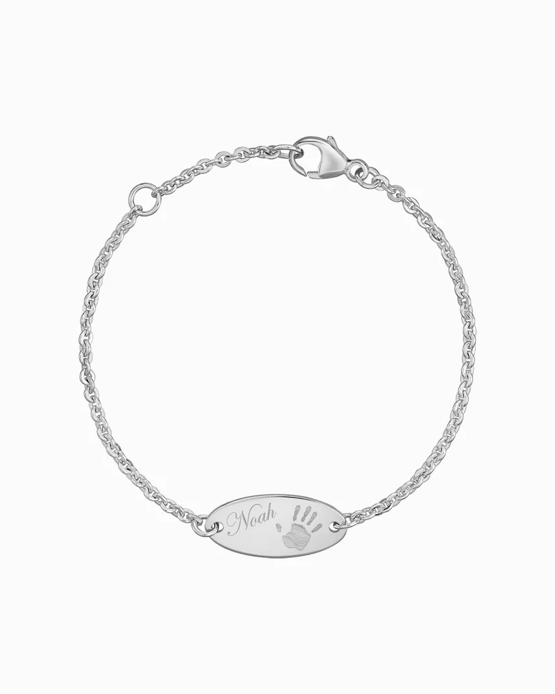 Handabdruck Gravurarmband Gravurplatte Oval