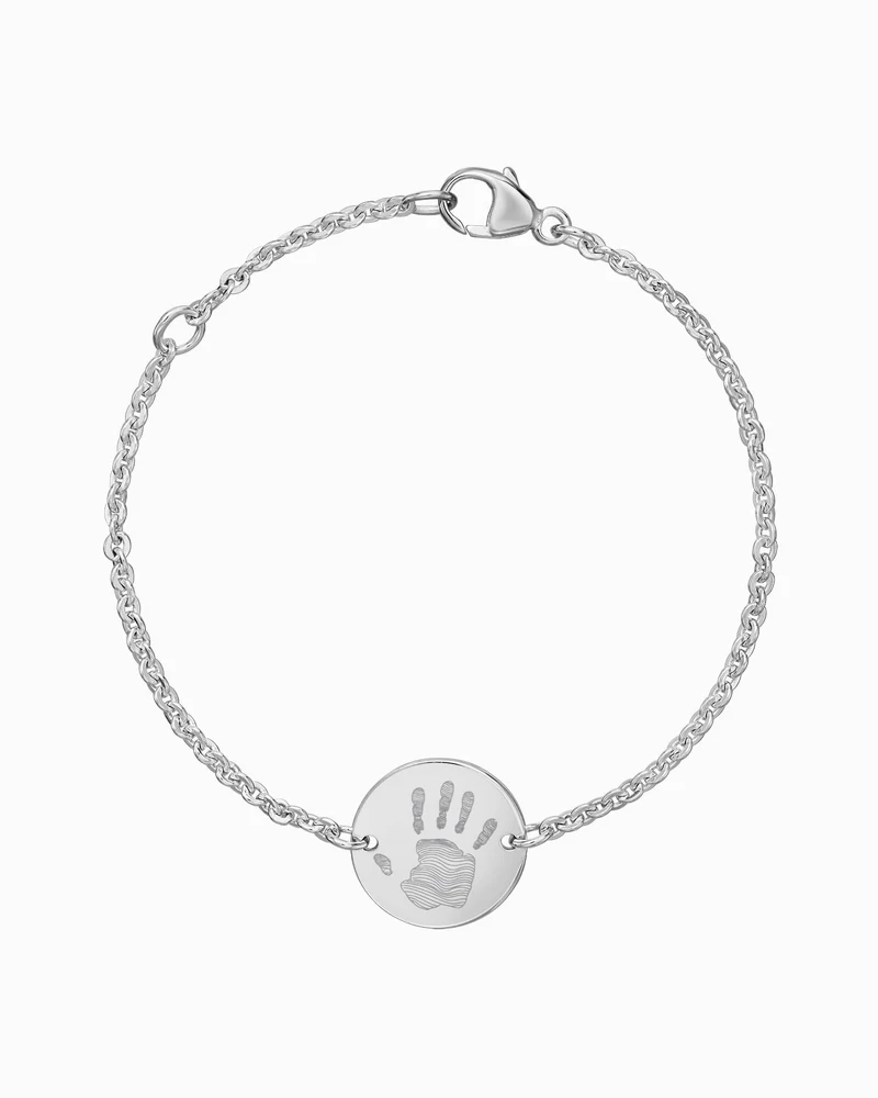 Handabdruck Gravurarmband Gravurplatte Rund