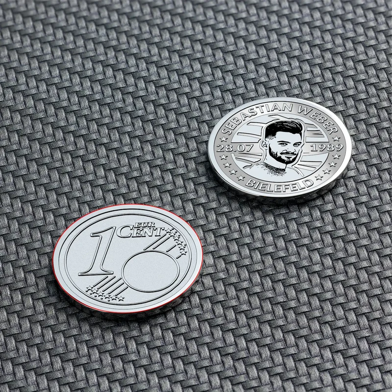 1-Euro-Cent Münze mit persönlichem Text