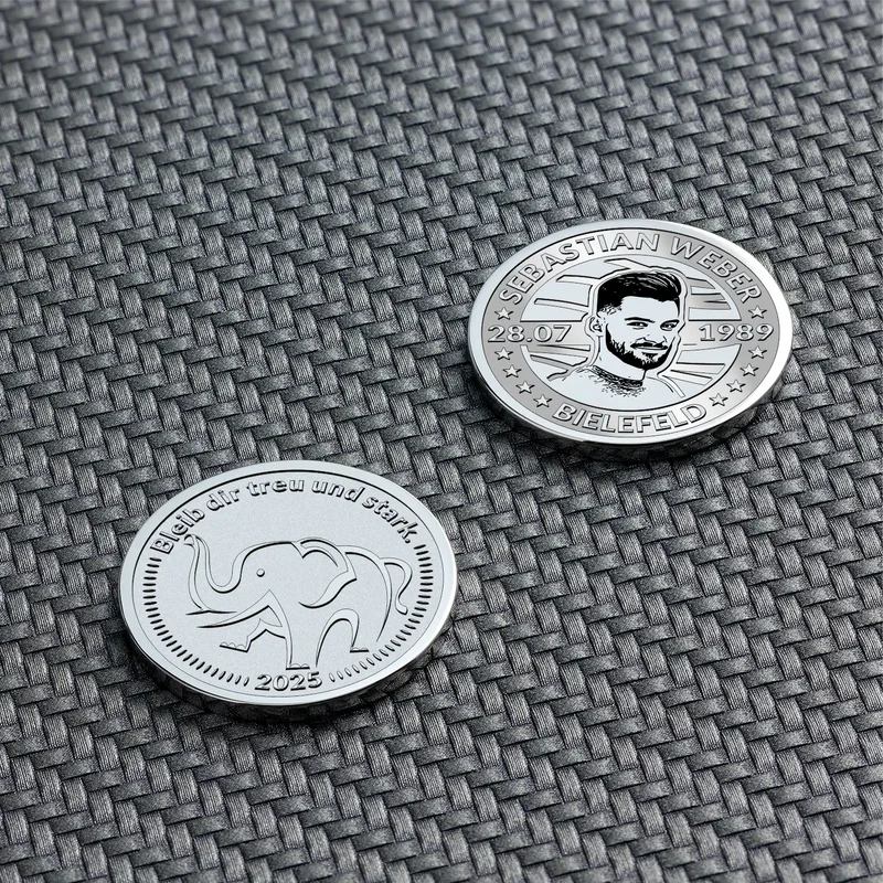 Elefant Münze mit persönlichem Text - A116