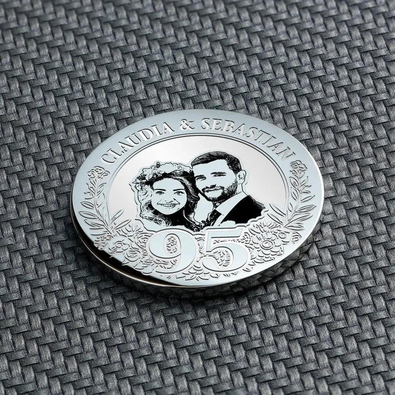 95. Jahrestag Geschenk: Sandelholzhochzeit Personalisierte Münze | 95 Jahre verheiratet Geschenk