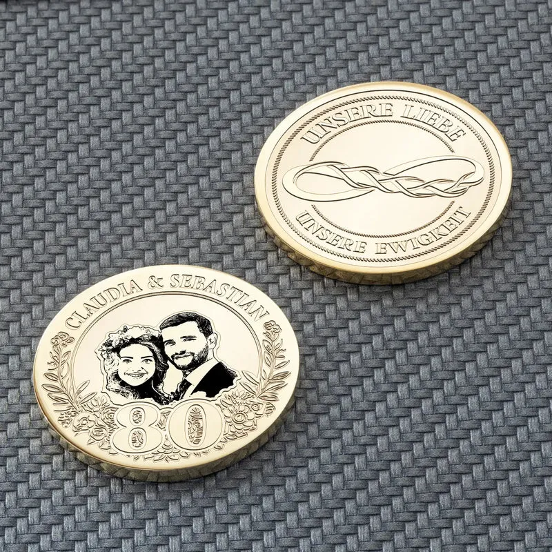 80. Jahrestag Geschenk: Eichenhochzeit Personalisierte Münze | 80 Jahre verheiratet Geschenk