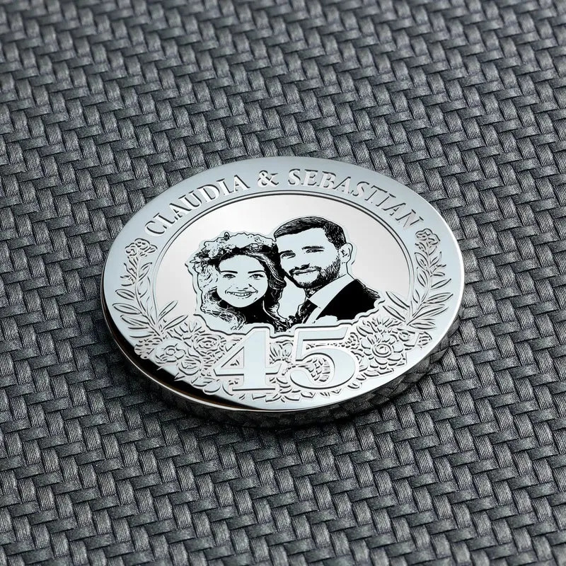 45. Jahrestag Geschenk: Messinghochzeit Personalisierte Münze | 45 Jahre Verheiratet Geschenk