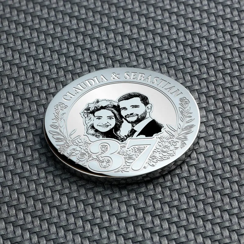 37. Jahrestag Geschenk: Malachithochzeit Personalisierte Münze | 37 Jahre verheiratet Geschenk