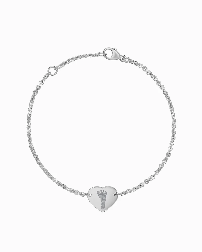 Fußabdruck Gravurarmband Gravurplatte Herz