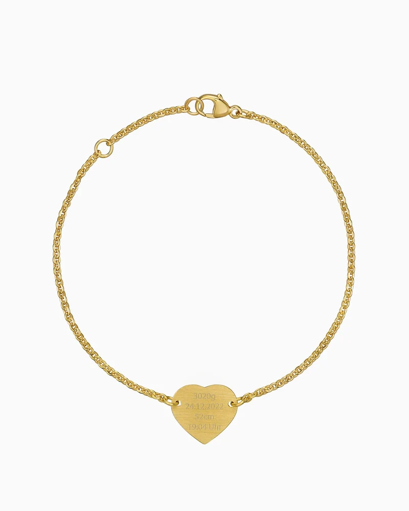 Geburtsdaten Gravurarmband Gravurplatte Herz