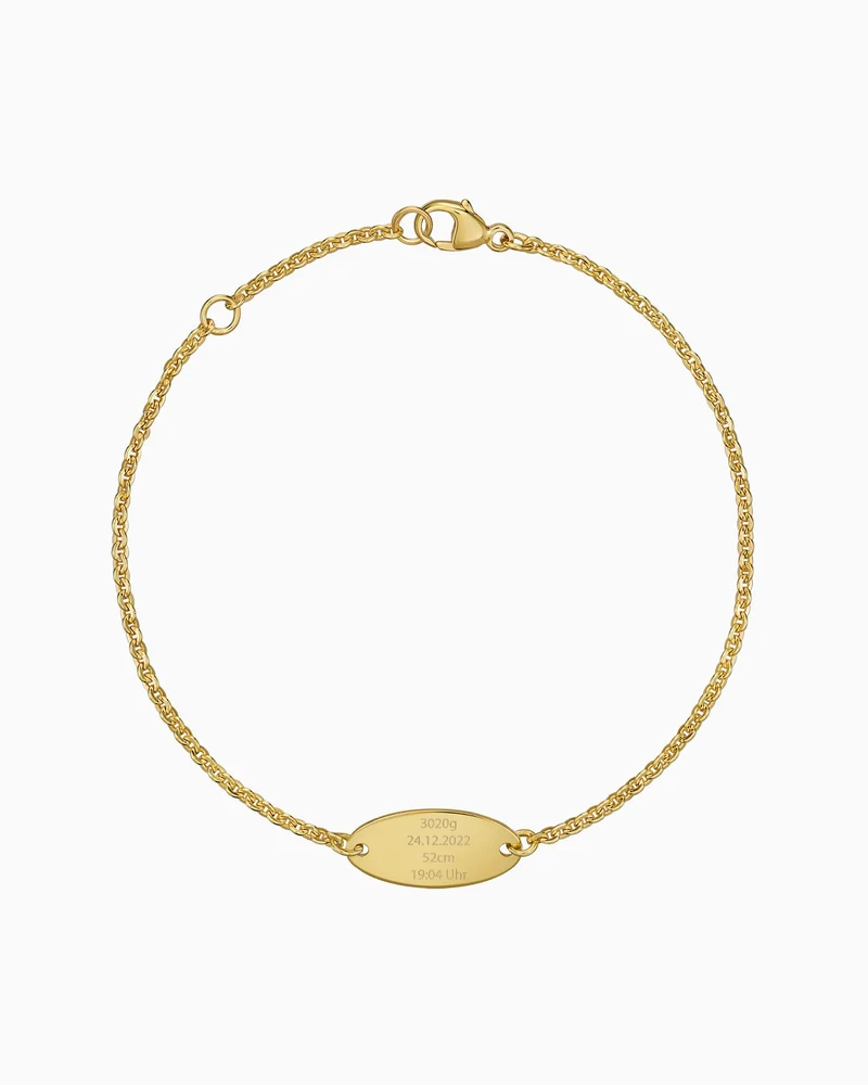 Geburtsdaten Gravurarmband Gravurplatte Oval