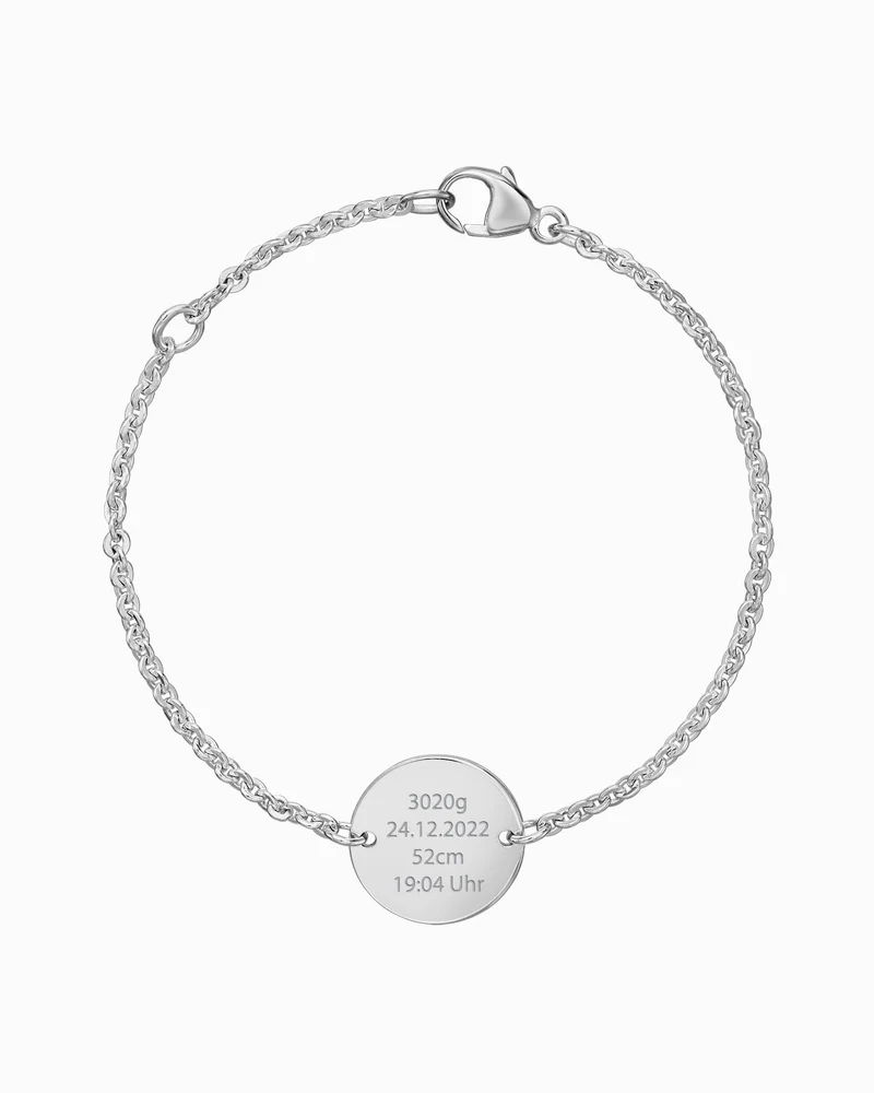 Geburtsdaten Gravurarmband Gravurplatte Rund
