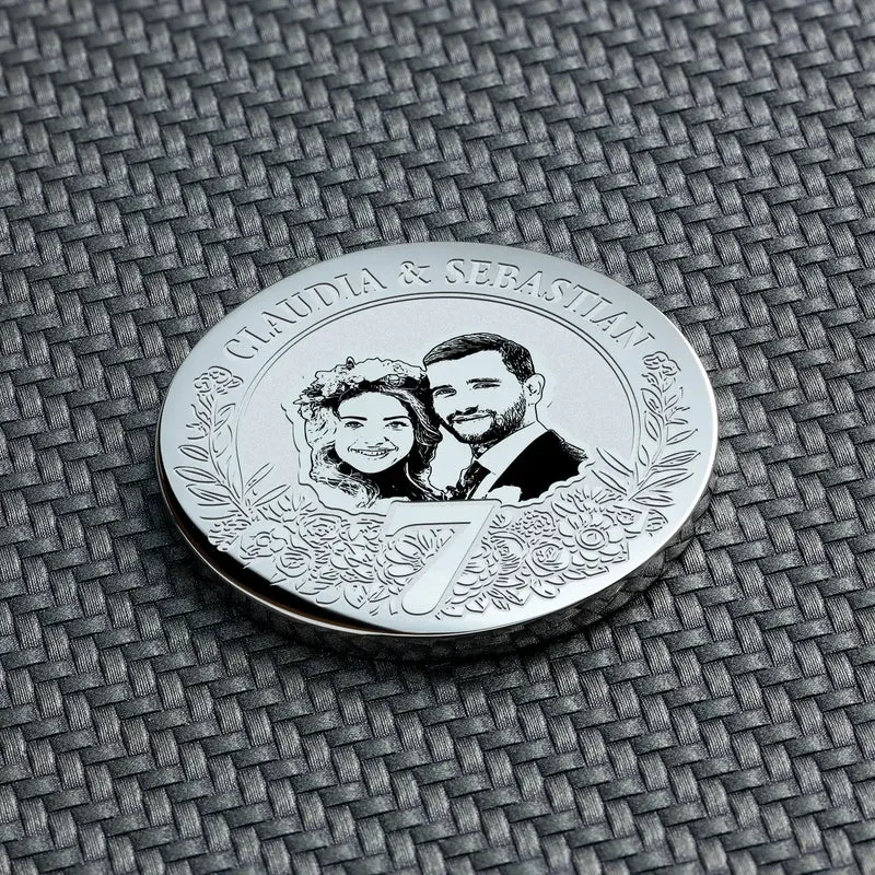 7. Jahrestag Geschenk: Kupferhochzeit Personalisierte Münze | 7 Jahre verheiratet Geschenk