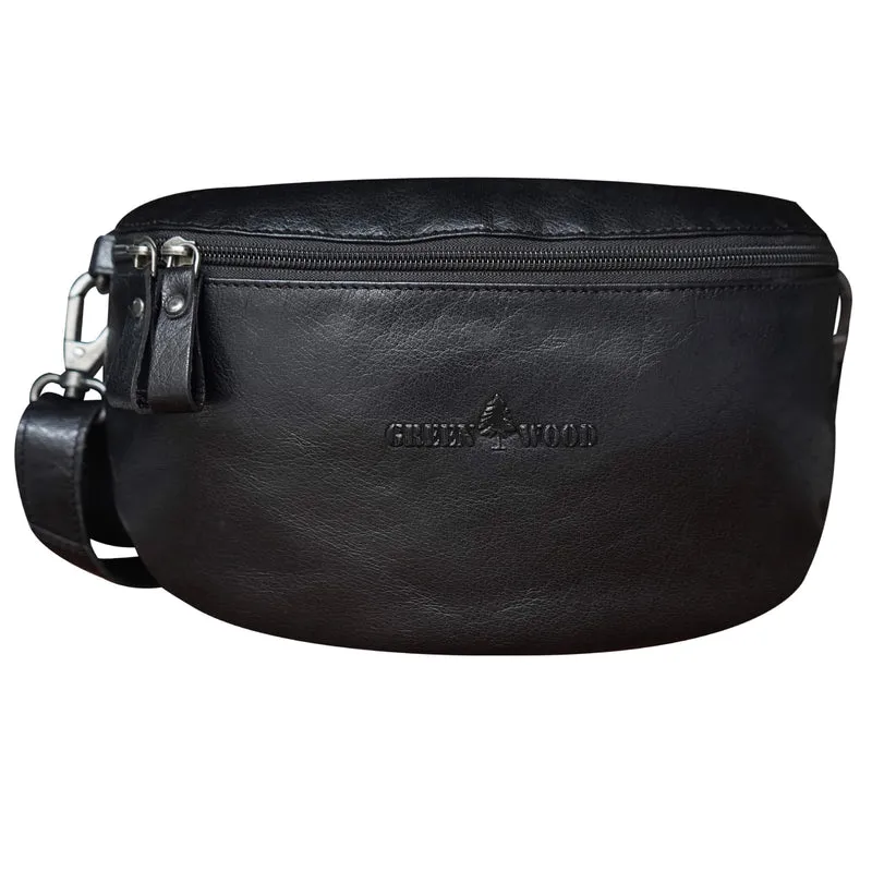 Zoe Gürteltasche Herren Klein Leder Bauchtasche Damen Schwarz
