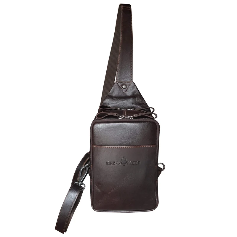 Ted Crossbody Sling Bag Herren Leder Crossbody Tasche Braun Damen