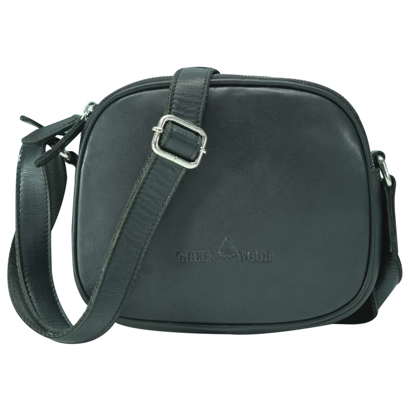 Vigi Umhängetasche Schwarz Damen Leder Crossbody Tasche Klein