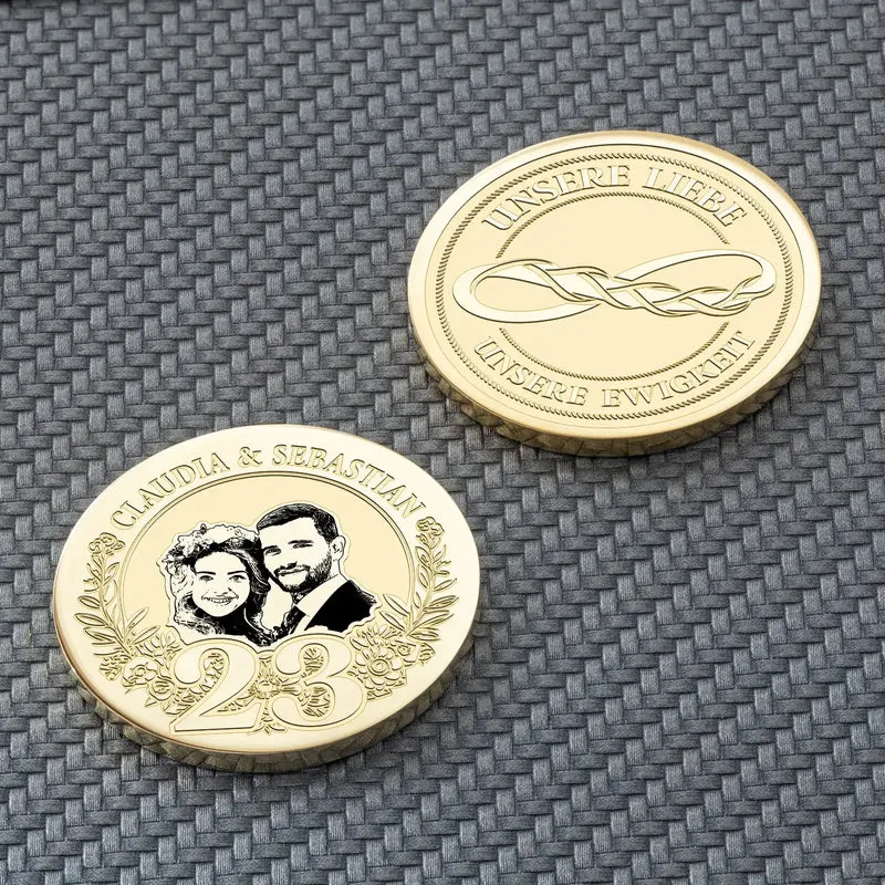 23. Jahrestag Geschenk: Titanhochzeit Personalisierte Münze | 23 Jahre verheiratet Geschenk
