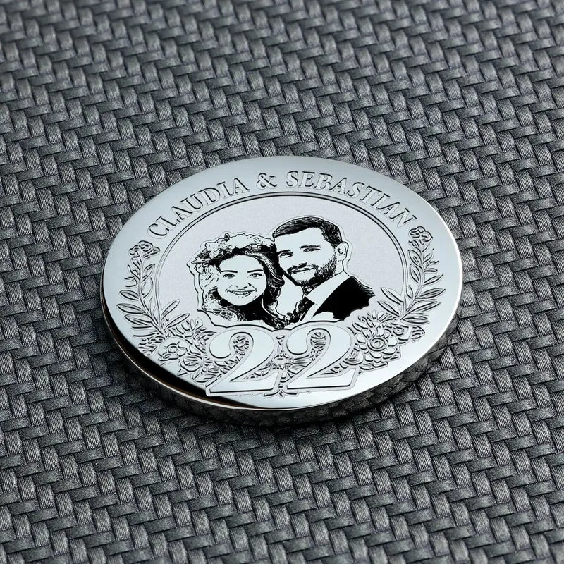 22. Jahrestag Geschenk: Bronzehochzeit Personalisierte Münze | 22 Jahre verheiratet Geschenk