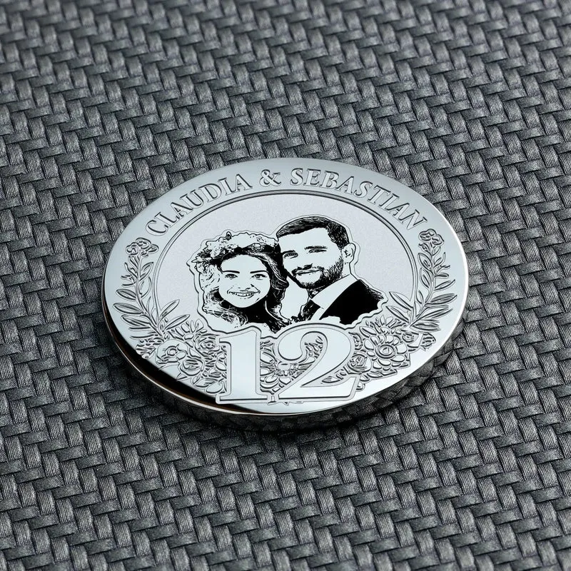 12. Jahrestag Geschenk: Nickelhochzeit Personalisierte Münze | 12 Jahre verheiratet Geschenk