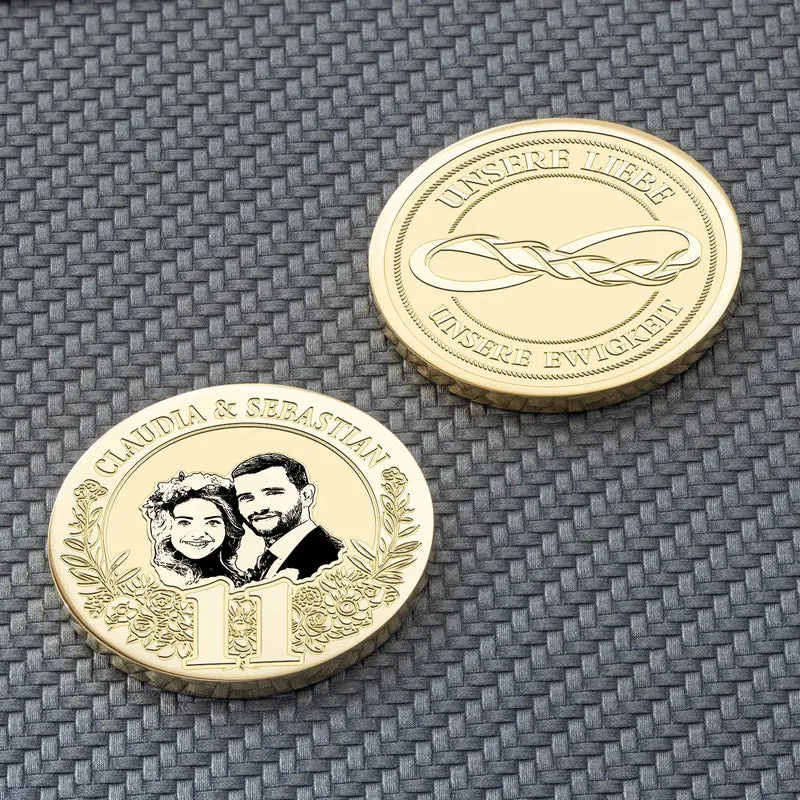 11. Jahrestag Geschenk: Stahlhochzeit Personalisierte Münze | 11 Jahre verheiratet Geschenk