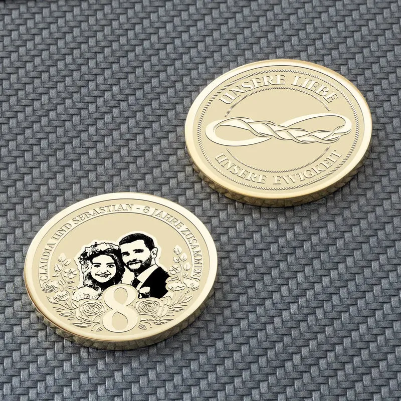 8. Jahrestag Geschenk: Blecherne Hochzeit Personalisierte Münze | 8 Jahre verheiratet Geschenk