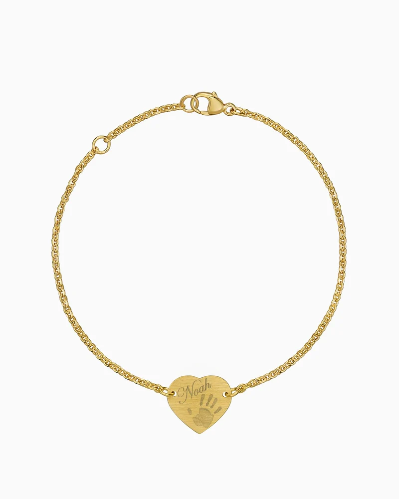 Handabdruck Gravurarmband Gravurplatte Herz