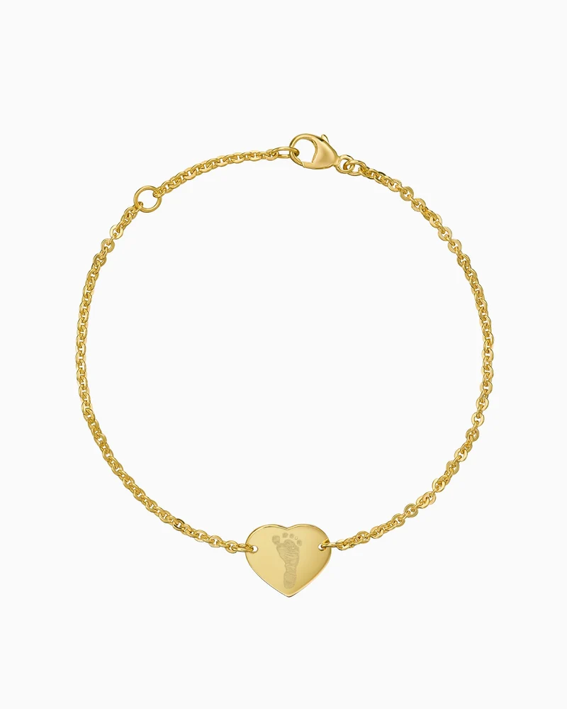 Fußabdruck Gravurarmband Gravurplatte Herz