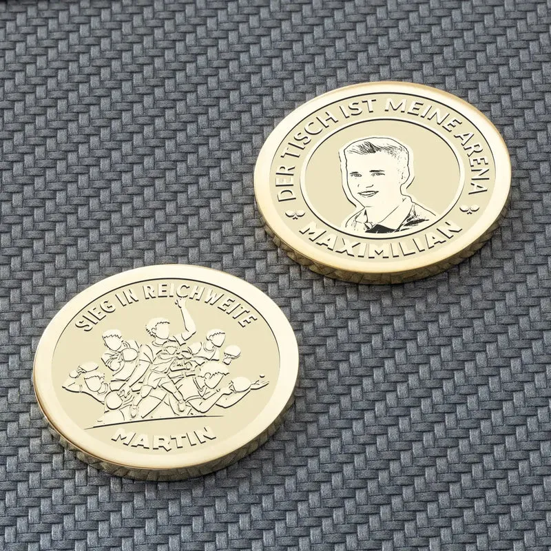 Ein persönliches Geschenk für den Tischtennisspieler - personalisierte Münze